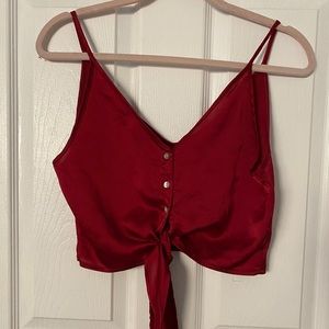 Satin cropped button tie up.